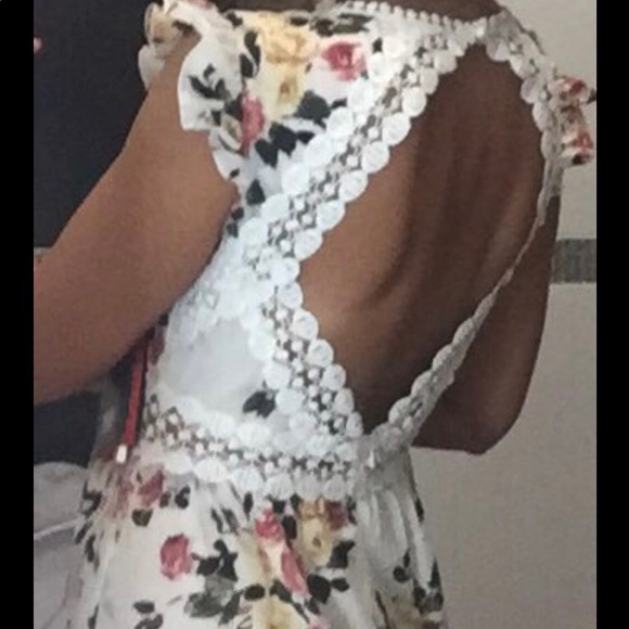 CAMILLEđIvory Boho Floral Print Dress - Picture 7 of 8